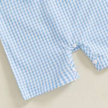 NEVUQO Baby Boy Easter Outfit Sleeveless Shorts Jumpsuit Romper Newborn Infant One Piece Clothes 0 3 6 9 12 18 Months (Blue Bunny, 6-12 Months)