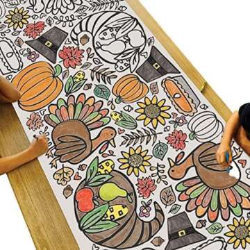 Tiny Expressions Thanksgiving Coloring Tablecloth for Kids - Rolled, Not Folded 30" x 72" Giant Colo...