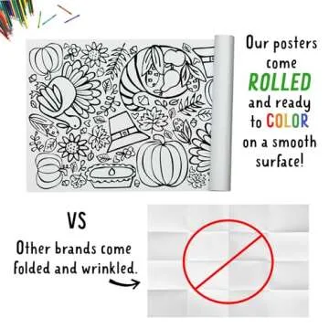 Tiny Expressions Thanksgiving Coloring Tablecloth for Kids - Rolled, Not Folded 30" x 72" Giant Coloring Banner to Color - Thanksgiving Activities for Kids