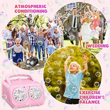 Upgraded Bubble Machine, for Kids Age 3+ Gifts | 18000+ Big Bubbles Per Minute, with 2 Speed, Plug-in or Battery Powered, for Indoor Outdoor Birthday, Wedding, Parties (Pink-2)