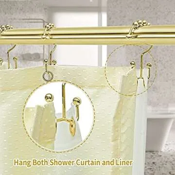 TOPROD Shower Curtain Hooks Rings, Double Sided Shower Curtain Hooks, Stainless Steel Shower Hooks R...