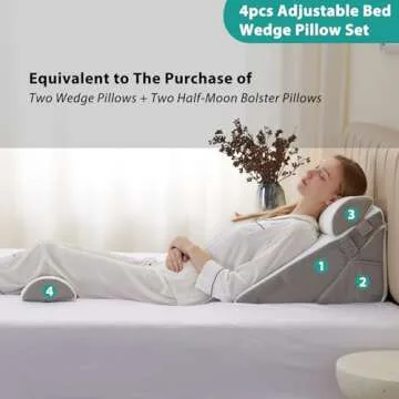 Bedluxe Adjustable 4pcs Wedge Pillow Set for Comfort