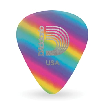 D'Addario Rainbow Celluloid Guitar Picks, Heavy, 10 Pack - Premium Quality Plectrums for Musicians