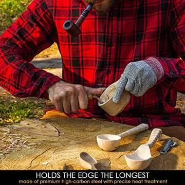 BeaverCraft Wood Carving Hook Knife SK1 for Carving Spoons Kuksa Bowls and Cups Spoon Carving Tools Basic Crooked Knife for Professional Spoon Carvers and Beginners Right-Handed Hook Knife