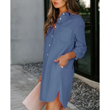 Aoudery Women's Button Down Shirt Dress - Comfort & Style