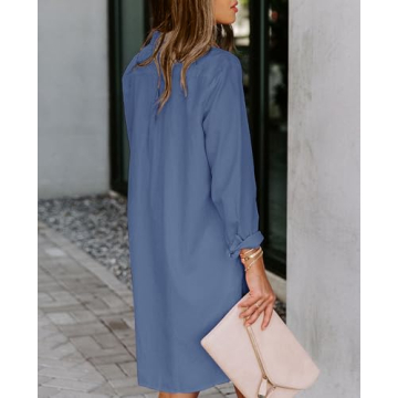 Aoudery Women's Button Down Shirt Dress - Comfort & Style
