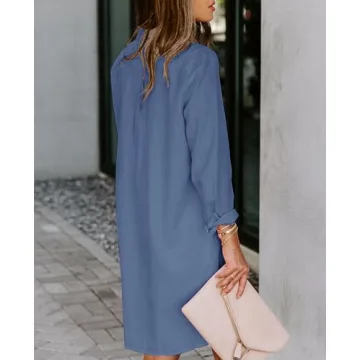 Aoudery Women's Button Down Shirt Dress - Comfort & Style