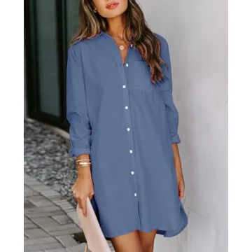 Aoudery Women's Button Down Shirt Dress - Comfort & Style
