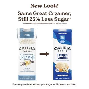 Califia Farms - French Vanilla Almond Milk Coffee Creamer, 32 Oz (Pack of 6), Shelf Stable, Dairy Fr...