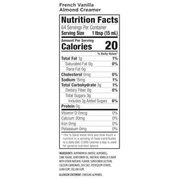 Califia Farms - French Vanilla Almond Milk Coffee Creamer, 32 Oz (Pack of 6), Shelf Stable, Dairy Free, Plant Based, Vegan, Gluten Free, Non GMO, Almond Creamer