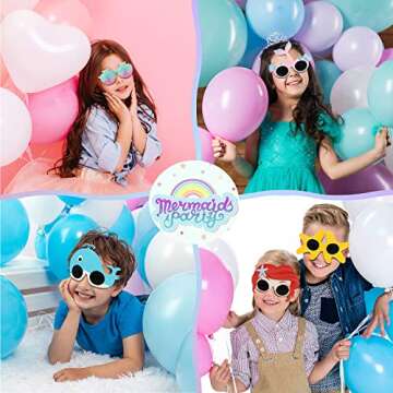 Ocean Line Mermaid Party Supplies Glasses - 6 Pairs Birthday Sunglasses for Girls, Under the Sea Gifts, Funny Summer Kids Party Favors, Beach Themed Decoration