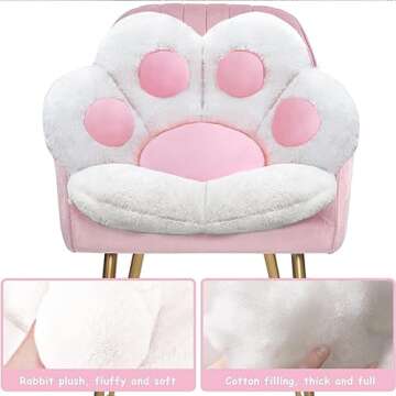 DOBUONO Cat Paw Cushion Cute Chair Cushions Kawaii Cat Paw Shape 28"x 24"Gaming Chair Cushion Kitty Plush Lazy Sofa Pillow for Girl Gamer Chair,Kawaii Accessories Stuff Room Decor (White)