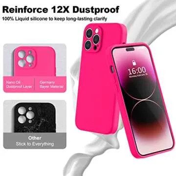 BossKiss Compatible with iPhone 14 Pro Max Case 6.7 inch, Premium Liquid Silicone Case [Velvety Touch] [2 Pcs 9H Tempered Glass Screen Protector], Camera All-Round Protection Case, Hot Pink