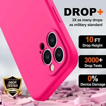 BossKiss Compatible with iPhone 14 Pro Max Case 6.7 inch, Premium Liquid Silicone Case [Velvety Touch] [2 Pcs 9H Tempered Glass Screen Protector], Camera All-Round Protection Case, Hot Pink