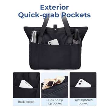 BAGSMART Tote Bag for Women, Foldable Tote Bag With Zipper Large Shoulder Bag Top Handle Handbag for Travel, Work (Coffee)