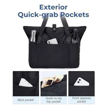 BAGSMART Tote Bag for Women, Foldable Tote Bag With Zipper Large Shoulder Bag Top Handle Handbag for Travel, Work (Coffee)