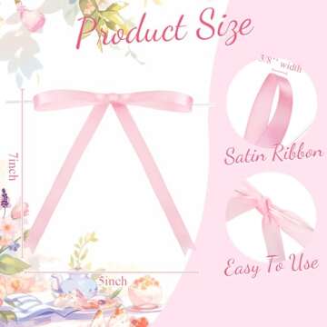 Riceshoot 50 Pcs Twist Tie Bows 5x7 Inch Satin Ribbon Bows for Gift Wrapping Cake Treat Bags Craft D...