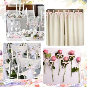 50 Pcs Pink Twist Tie Bows for Gifts & Crafts