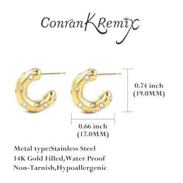 Gold Chunky Hoop Earrings for Elegant Women
