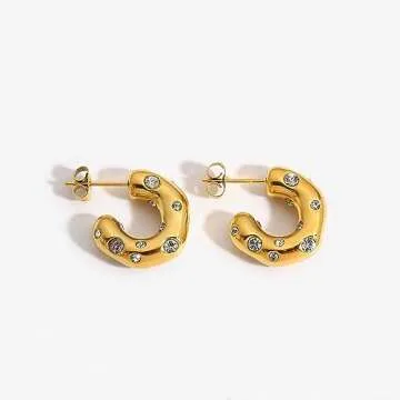 Gold Chunky Hoop Earrings for Elegant Women