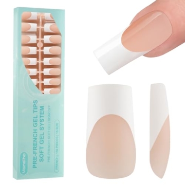 Vansiho French Gel Nail Tips, 150Pcs Long Square Gel Nail Tips, French Tips Press on Nails, French S...