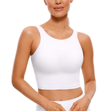 CRZ YOGA Butterluxe High Neck Longline Sports Bra – U Back Padded Crop Top
