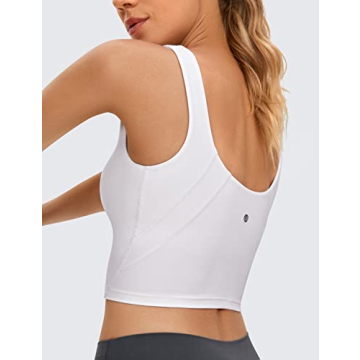 CRZ YOGA Butterluxe High Neck Longline Sports Bra – U Back Padded Crop Top