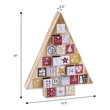Juegoal Countdown to Christmas: 15" Wooden Advent Calendar