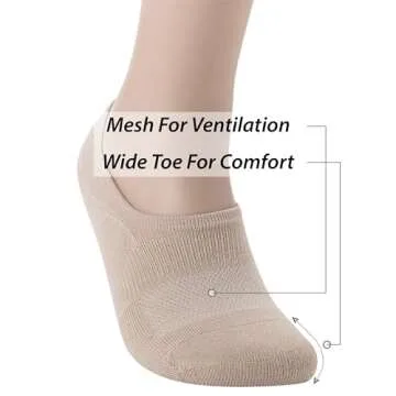 Pro Mountain No Show Socks Size S Beige 4 Pack Women Cotton Cushion Footies Liner Sneakers Workout Loafer Footies Flats US Shoe 6-8