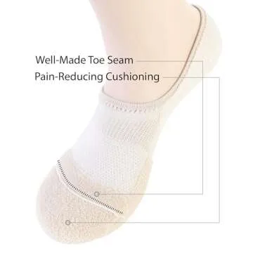 Pro Mountain No Show Socks Size S Beige 4 Pack Women Cotton Cushion Footies Liner Sneakers Workout Loafer Footies Flats US Shoe 6-8