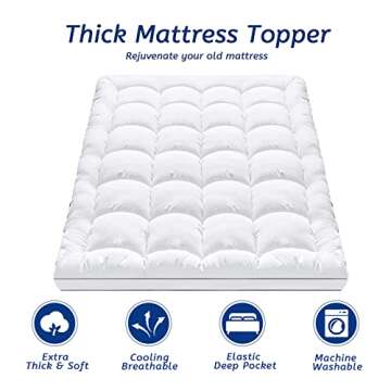 Queen Size Mattress Topper for Back Pain, Cooling Extra Thick Mattress Pad Cover with 8-21 inch Deep...