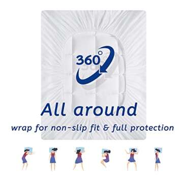 Queen Size Mattress Topper for Back Pain, Cooling Extra Thick Mattress Pad Cover with 8-21 inch Deep Pocket, Plush Pillow Top Mattress Topper Overfilled with Down Alternative, Queen Size, White