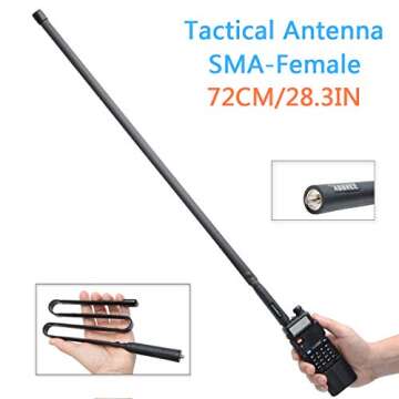 72CM/28.3 Inch Length ABBREE SMA-Female Dual Band 144/430Mhz Foldable CS Tactical Antenna for Baofen...