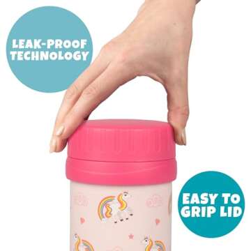 Bentology Stainless Steel Insulated Lunch 13 oz Thermos for Kids – Large Leak-Proof Storage Jar Co...