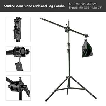 LS LIMO STUDIO LIMOSTUDIO 20 x 28 in Soft Box Reflector, 82.3" Light Stand Tripods, White Diffuser Cover, 55" Boom Stand, 78" Tripod and Sand Bag Combo, Carry Bag, 45W CFL Bulbs, AGG891