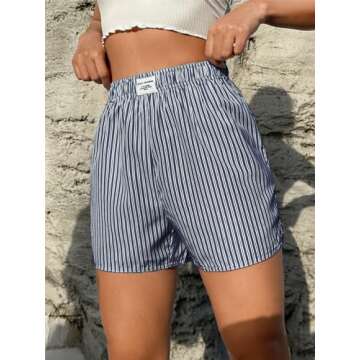 SOLY HUX Women's High Waisted Striped Boxer Shorts