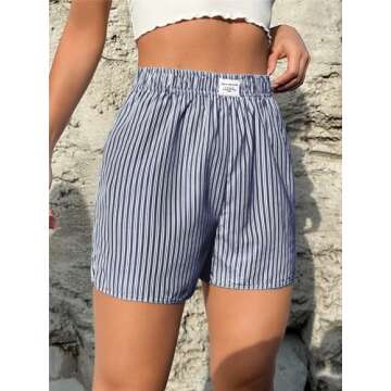 SOLY HUX Women's High Waisted Striped Boxer Shorts