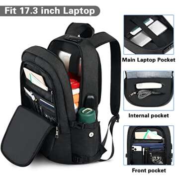 AMBOR Travel Laptop Backpack - Anti Theft USB Charging
