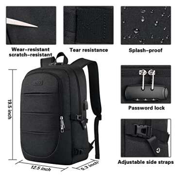 AMBOR Travel Laptop Backpack - Anti Theft USB Charging
