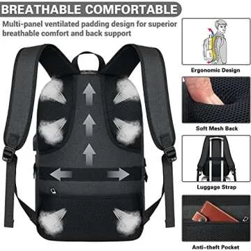 AMBOR Travel Laptop Backpack - Anti Theft USB Charging
