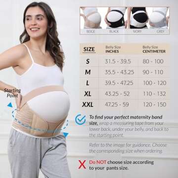 NeoTech Care Pregnancy Support Maternity Belt, Waist/Back/Abdomen Band, Belly Brace (Size M, Beige C...
