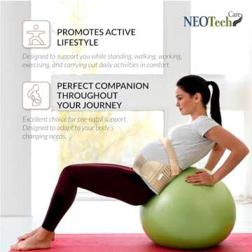 NeoTech Care Pregnancy Support Maternity Belt, Waist/Back/Abdomen Band, Belly Brace (Size M, Beige Color)