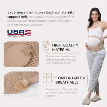 NeoTech Care Pregnancy Support Maternity Belt, Waist/Back/Abdomen Band, Belly Brace (Size M, Beige Color)
