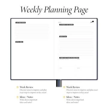 Day Planner, Calendar and Gratitude Journal to Improve Productivity, Time Management & Happiness | Vegan Leather Hardcover, 24-Hourly Business Planner, Undated 6-Months A5 Planner (Blue)