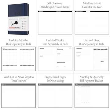 Day Planner, Calendar and Gratitude Journal to Improve Productivity, Time Management & Happiness | Vegan Leather Hardcover, 24-Hourly Business Planner, Undated 6-Months A5 Planner (Blue)