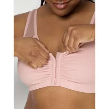 Fruit of the Loom Women's Comfort Front Close Sport Bra with Mesh Straps, Blushing Rose, 38