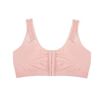 Fruit of the Loom Women's Comfort Front Close Sport Bra with Mesh Straps, Blushing Rose, 38