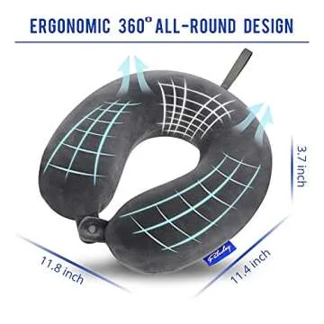 Travel Pillow Memory Foam for Airplanes - Neck Pillow for Traveling, Car, Home, Flight Pillow for Sleeping with Attachable Snap Strap Soft Washable Cover, Provide Head Neck Support Rest, Dark Gray