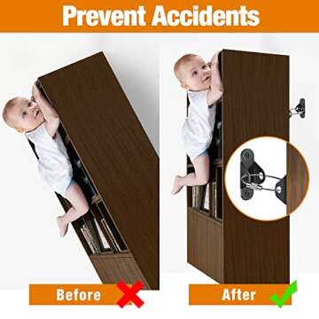 Ougourim Furniture Anchors (10 Packs) Anti Tip Furniture Anchors for Baby Proofing, Furniture Wall A...