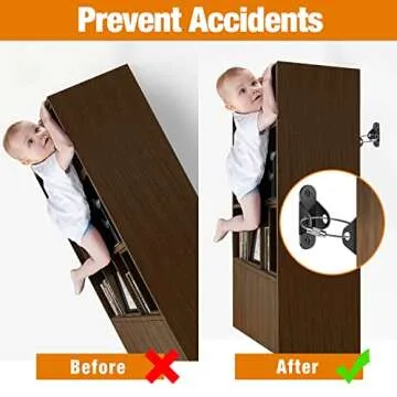 Ougourim Furniture Anchors (10 Packs) Anti Tip Furniture Anchors for Baby Proofing, Furniture Wall A...